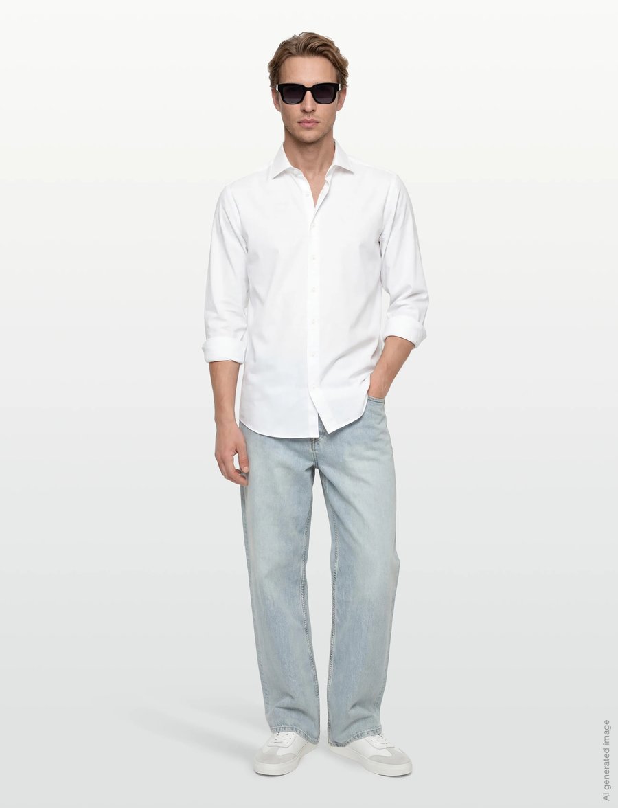 Lindbergh Black - Superflex knitted shirt L/S - casual skjortor - white - 0