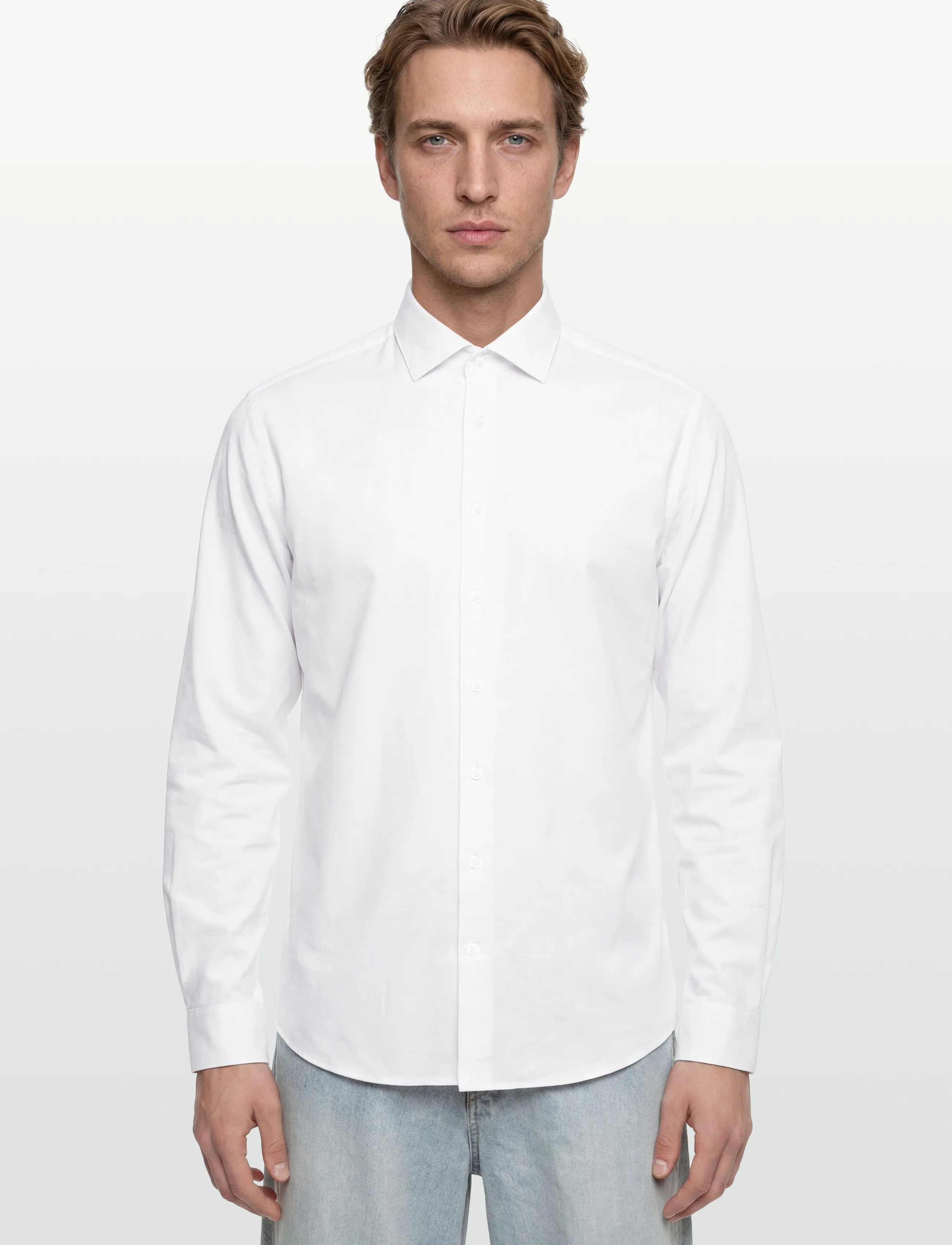 Lindbergh Black - Superflex knitted shirt L/S - casual shirts - white - 3
