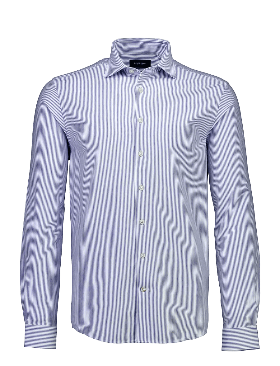 Lindbergh Black - Superflex knitted stripe shirt L/S - gestreifte hemden - blue stripe - 0