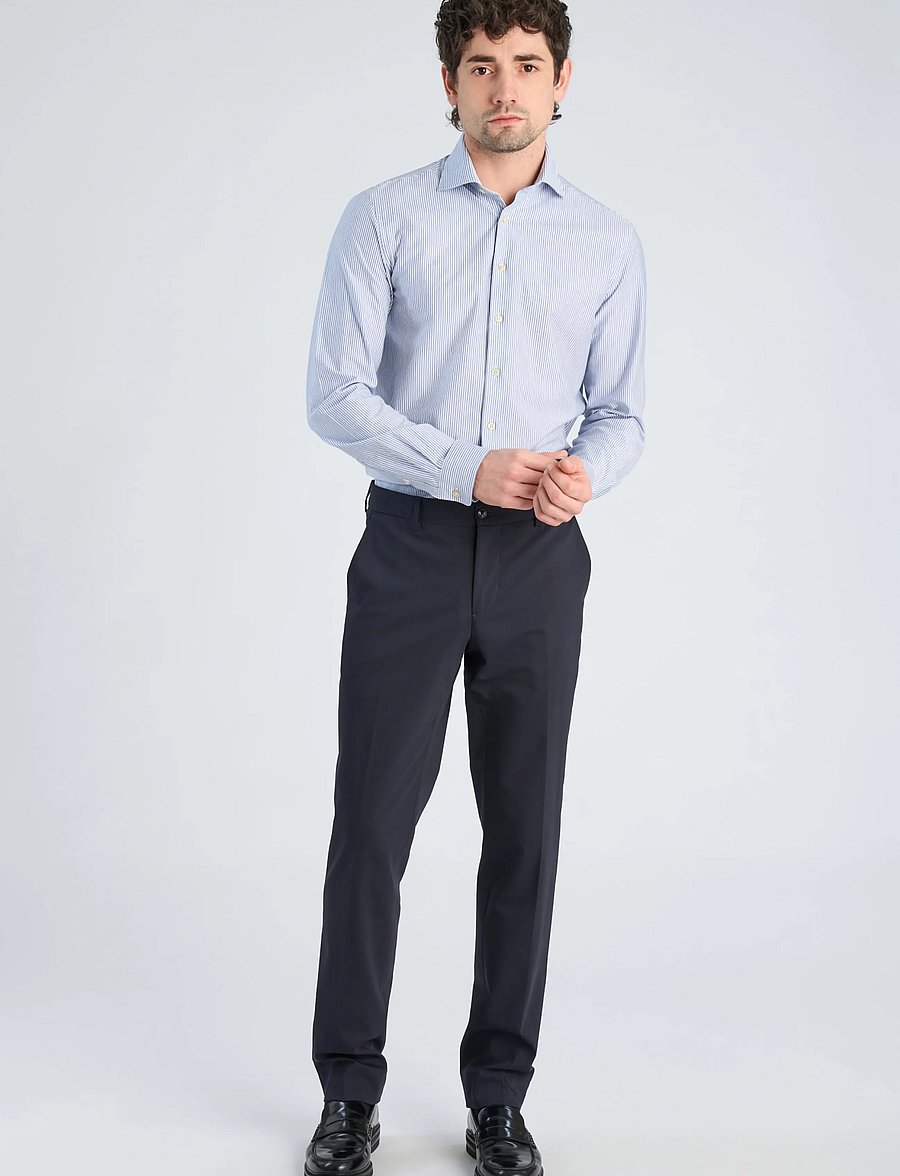 Lindbergh Black - Superflex knitted stripe shirt L/S - stripete skjorter - blue stripe - 0
