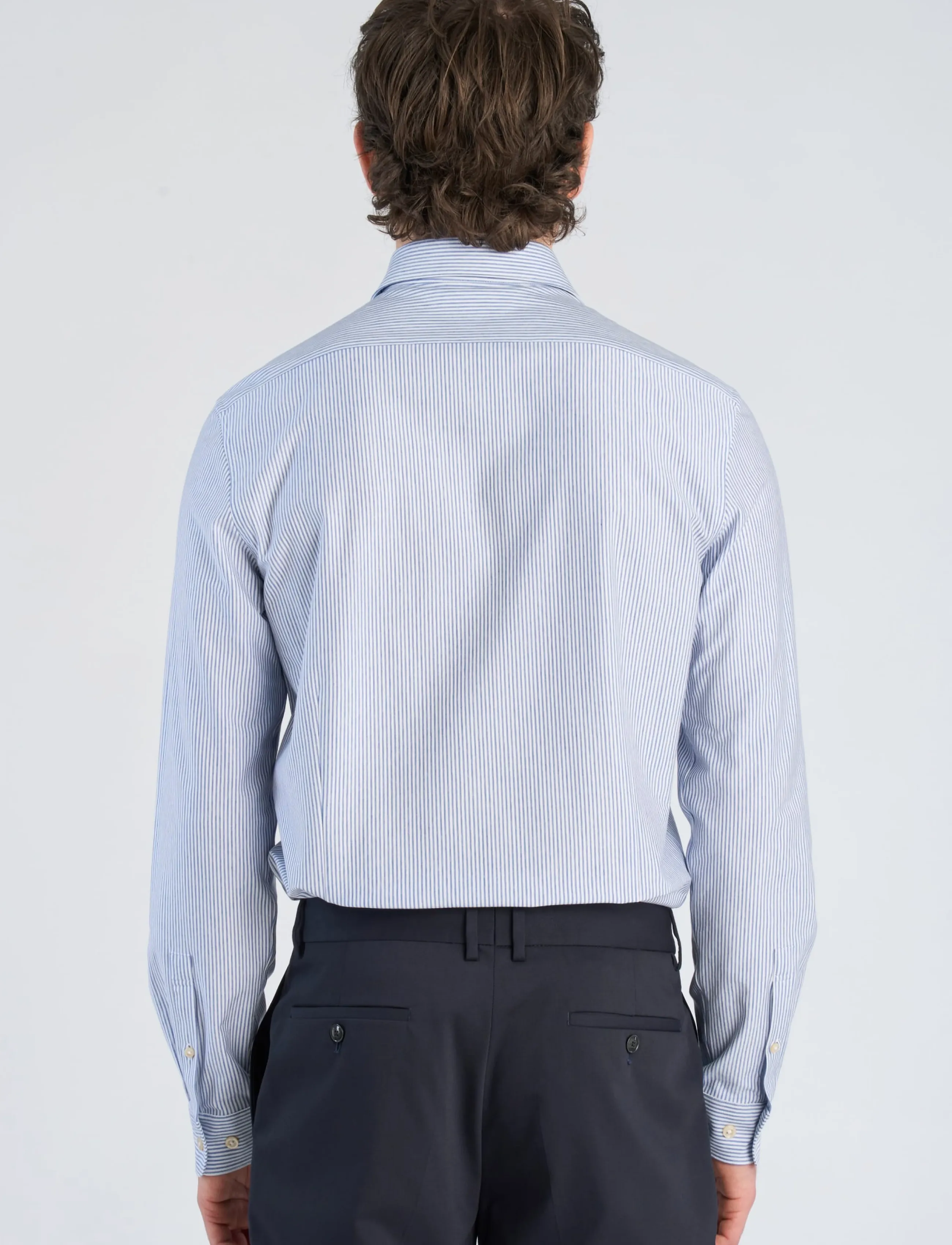 Lindbergh Black - Superflex knitted stripe shirt L/S - randiga skjortor - blue stripe - 4
