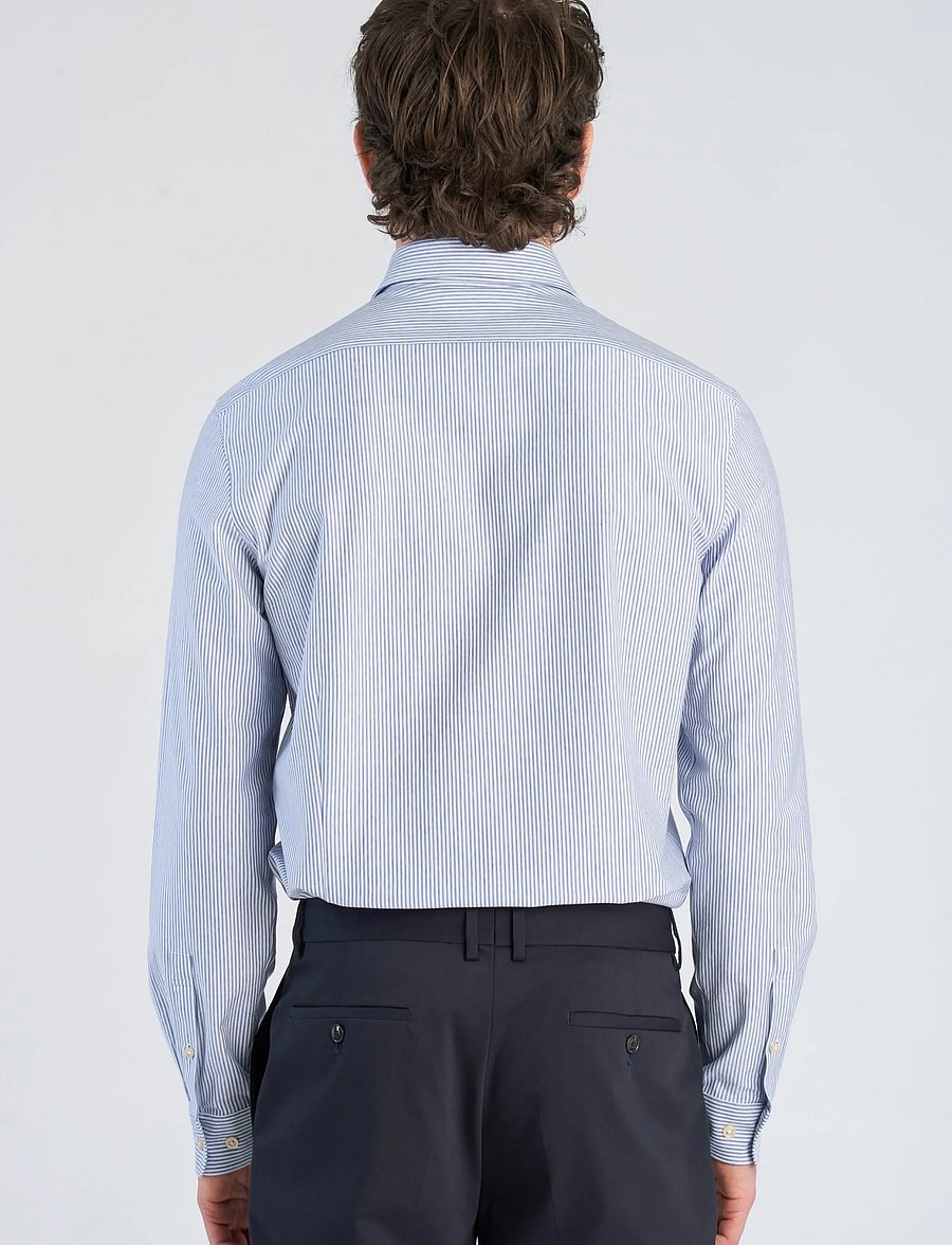 Lindbergh Black - Superflex knitted stripe shirt L/S - stripete skjorter - blue stripe - 4