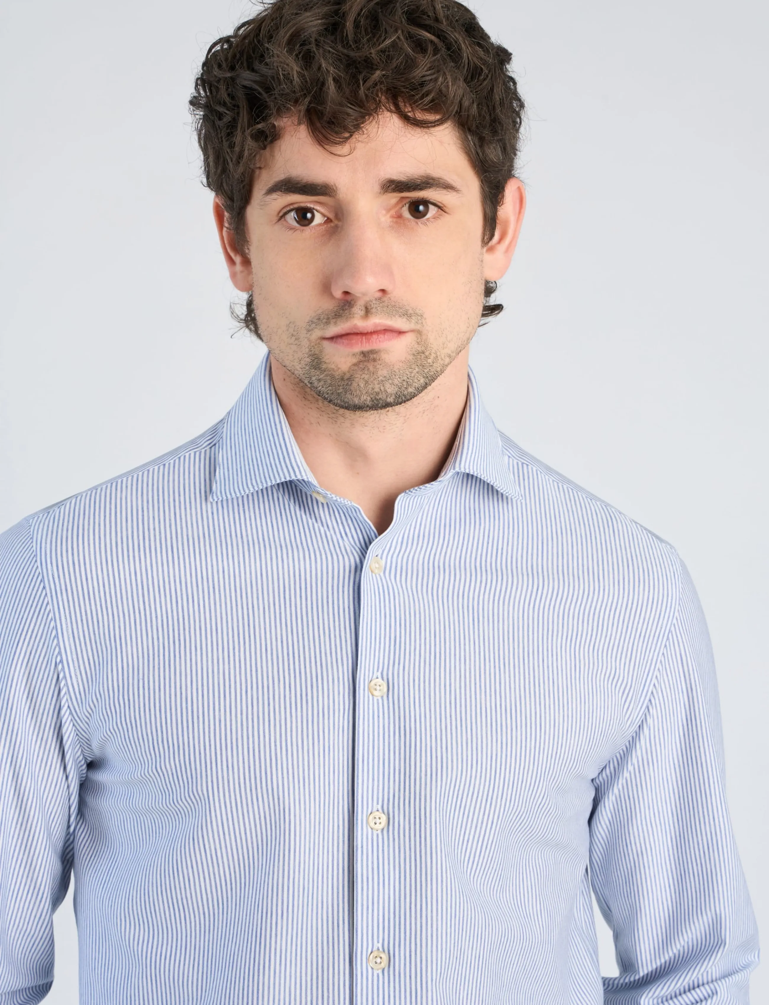 Lindbergh Black - Superflex knitted stripe shirt L/S - randiga skjortor - blue stripe - 5