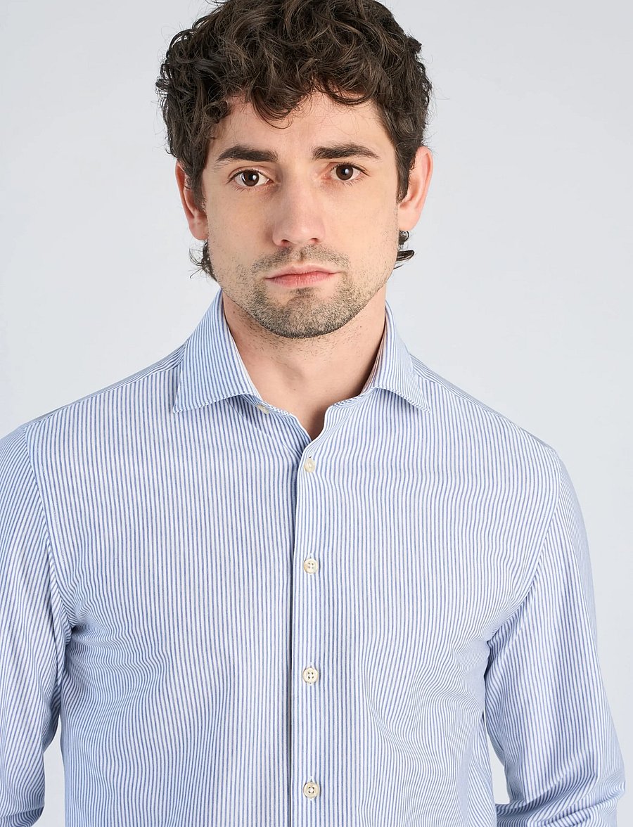 Lindbergh Black - Superflex knitted stripe shirt L/S - stripete skjorter - blue stripe - 5