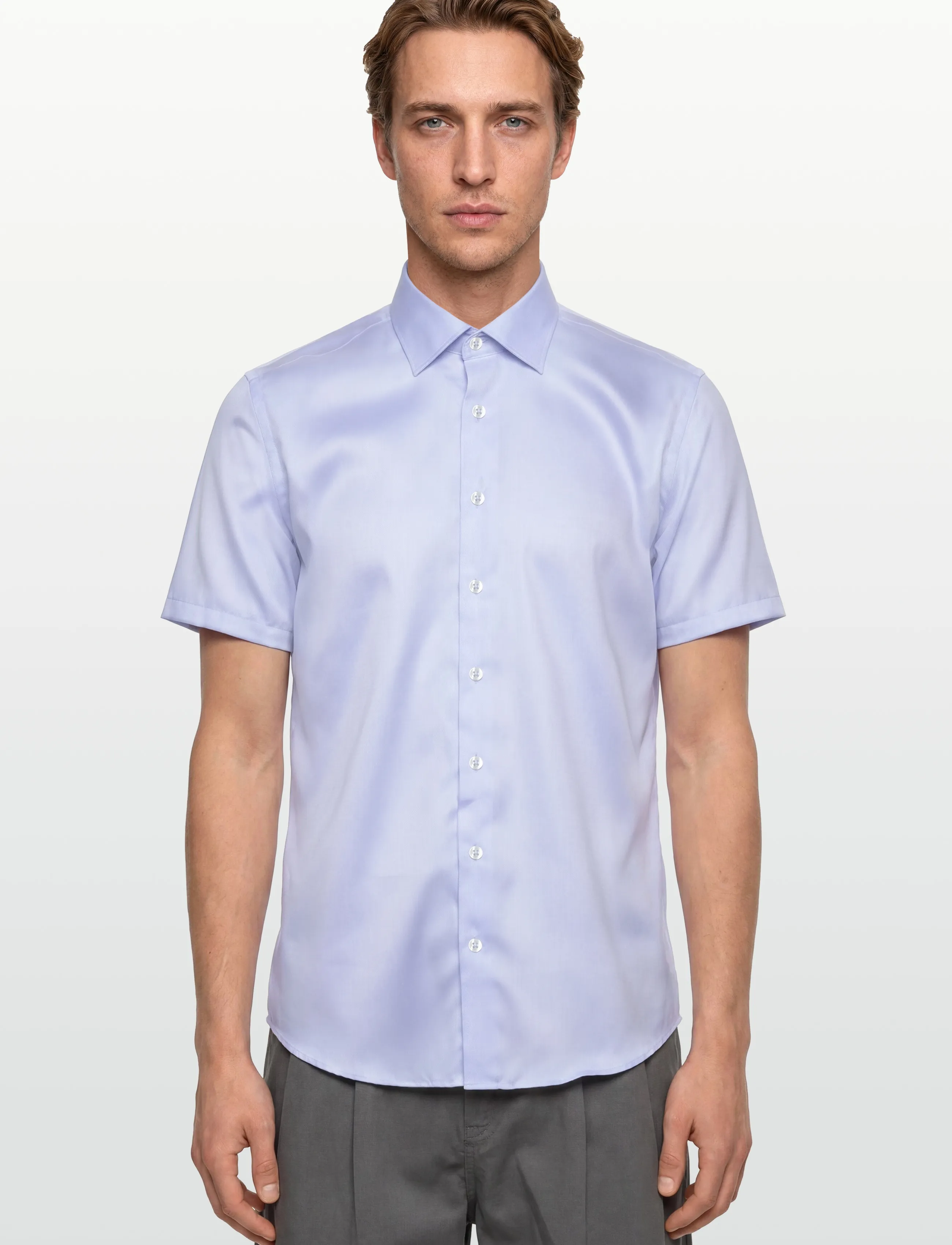 Lindbergh Black - 1927: Twill weave shirt WF S/S - kortærmede skjorter - lt blue - 3