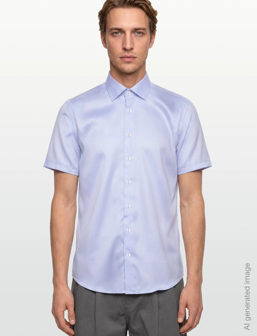 Lindbergh Black - 1927: Twill weave shirt WF S/S - short-sleeved shirts - lt blue - 3