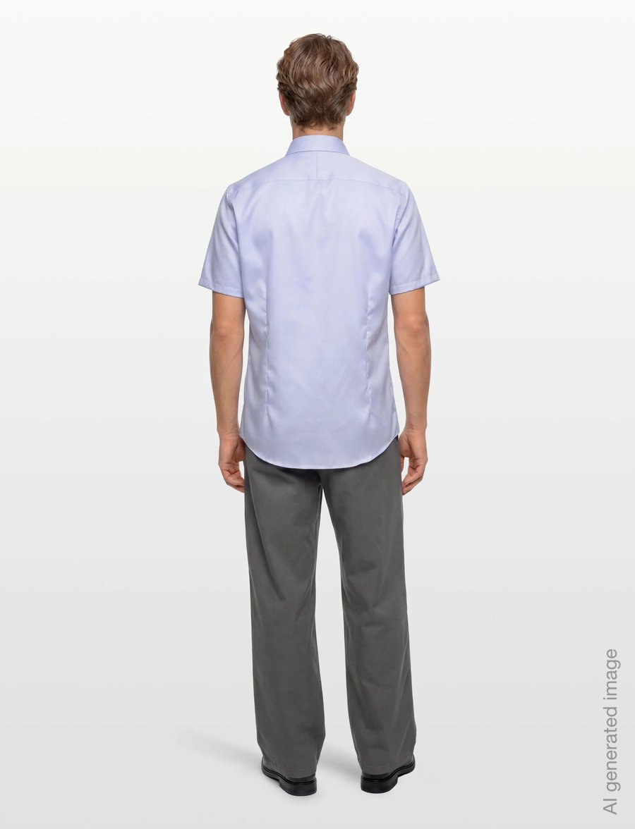 Lindbergh Black - 1927: Twill weave shirt WF S/S - short-sleeved shirts - lt blue - 4