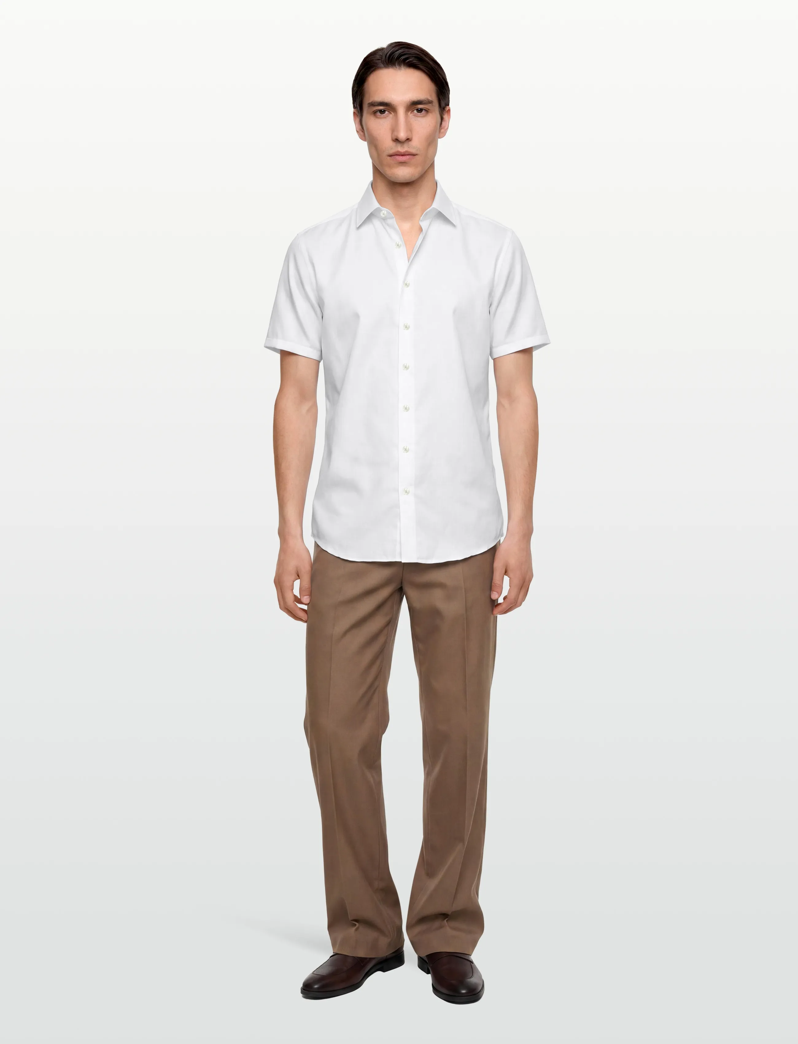 Lindbergh Black 1927: Twill Weave Shirt Wf S/S, M, Shirts, Weiß - Short-sleeved Männerswear