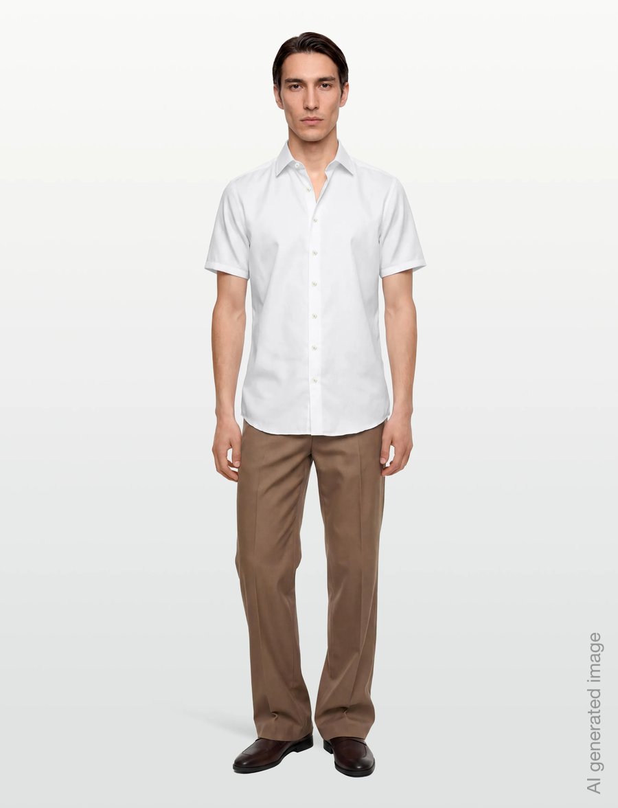 Lindbergh Black - 1927: Twill weave shirt WF S/S - short-sleeved shirts - white - 0