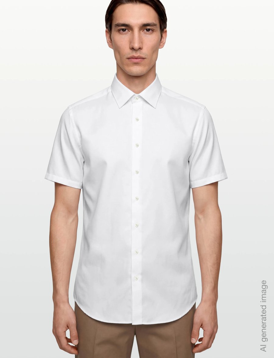 Lindbergh Black - 1927: Twill weave shirt WF S/S - short-sleeved shirts - white - 3