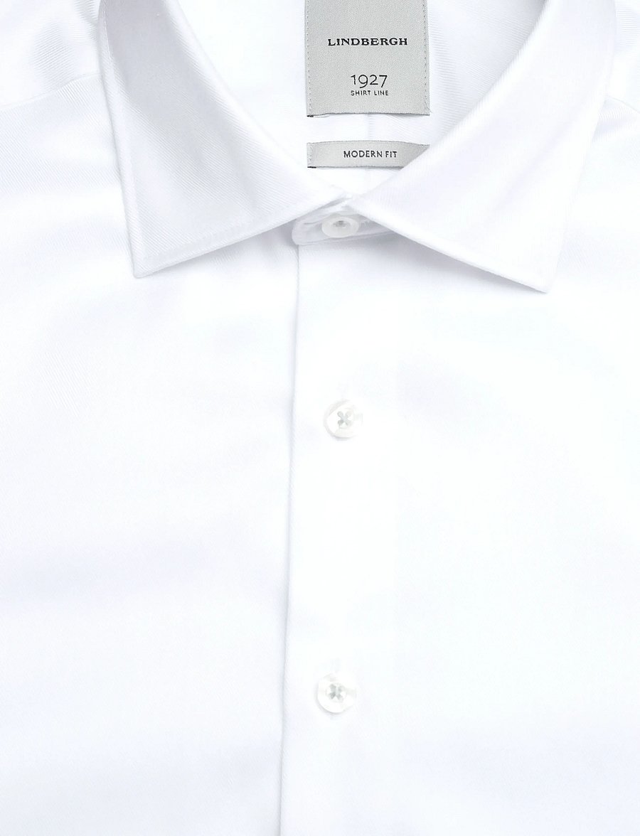 Lindbergh Black - 1927: Twill weave shirt WF S/S - short-sleeved shirts - white - 5