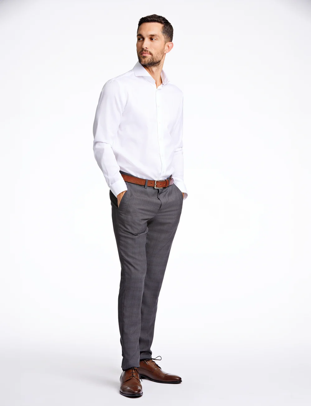 Lindbergh Black - 1927:Twill weave shirt WF L/S - kostymskjortor - white - 4