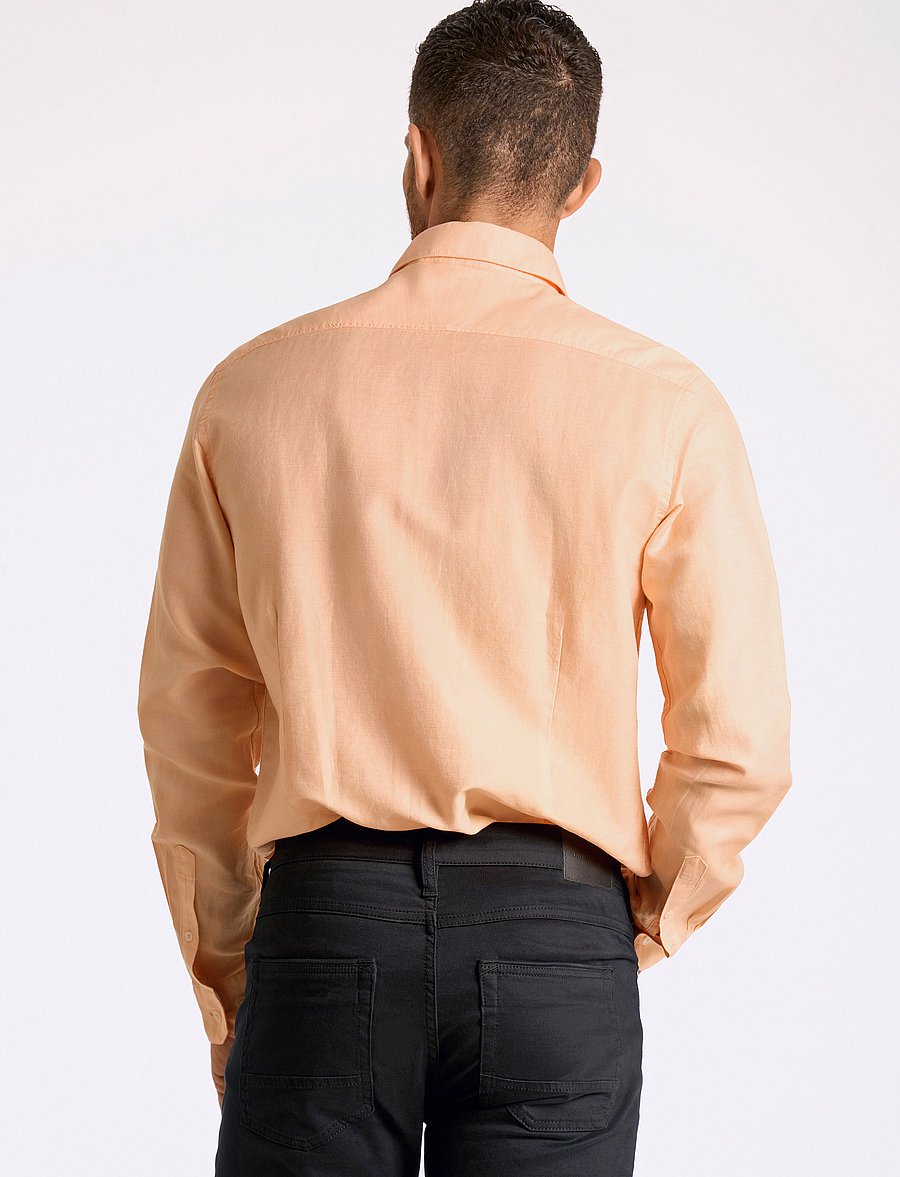 Lindbergh Black - 1927: Cotton/lin shirt WF L/S - leinenhemden - lt apricot mel - 3