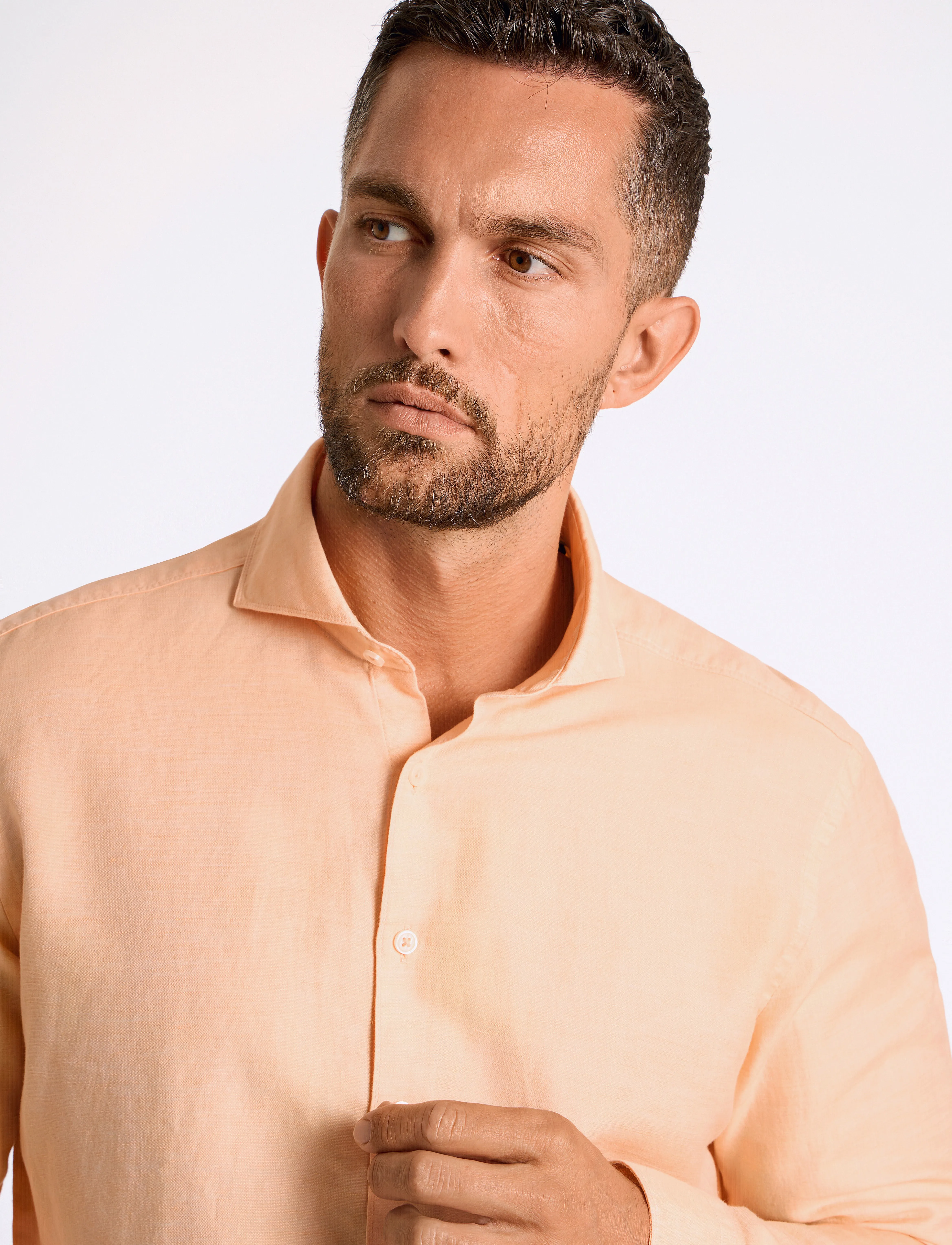 Lindbergh Black - 1927: Cotton/lin shirt WF L/S - leinenhemden - lt apricot mel - 5