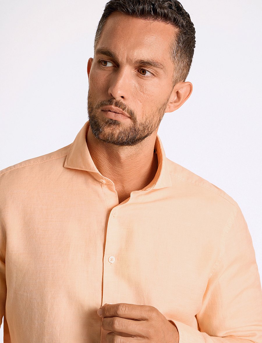 Lindbergh Black - 1927: Cotton/lin shirt WF L/S - leinenhemden - lt apricot mel - 5