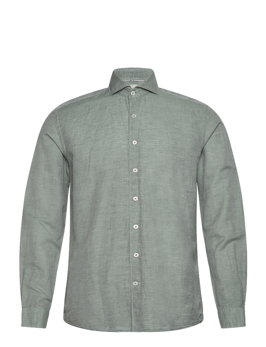 Lindbergh Black - 1927: Cotton/lin shirt WF L/S - chemises oxford - green mel - 1
