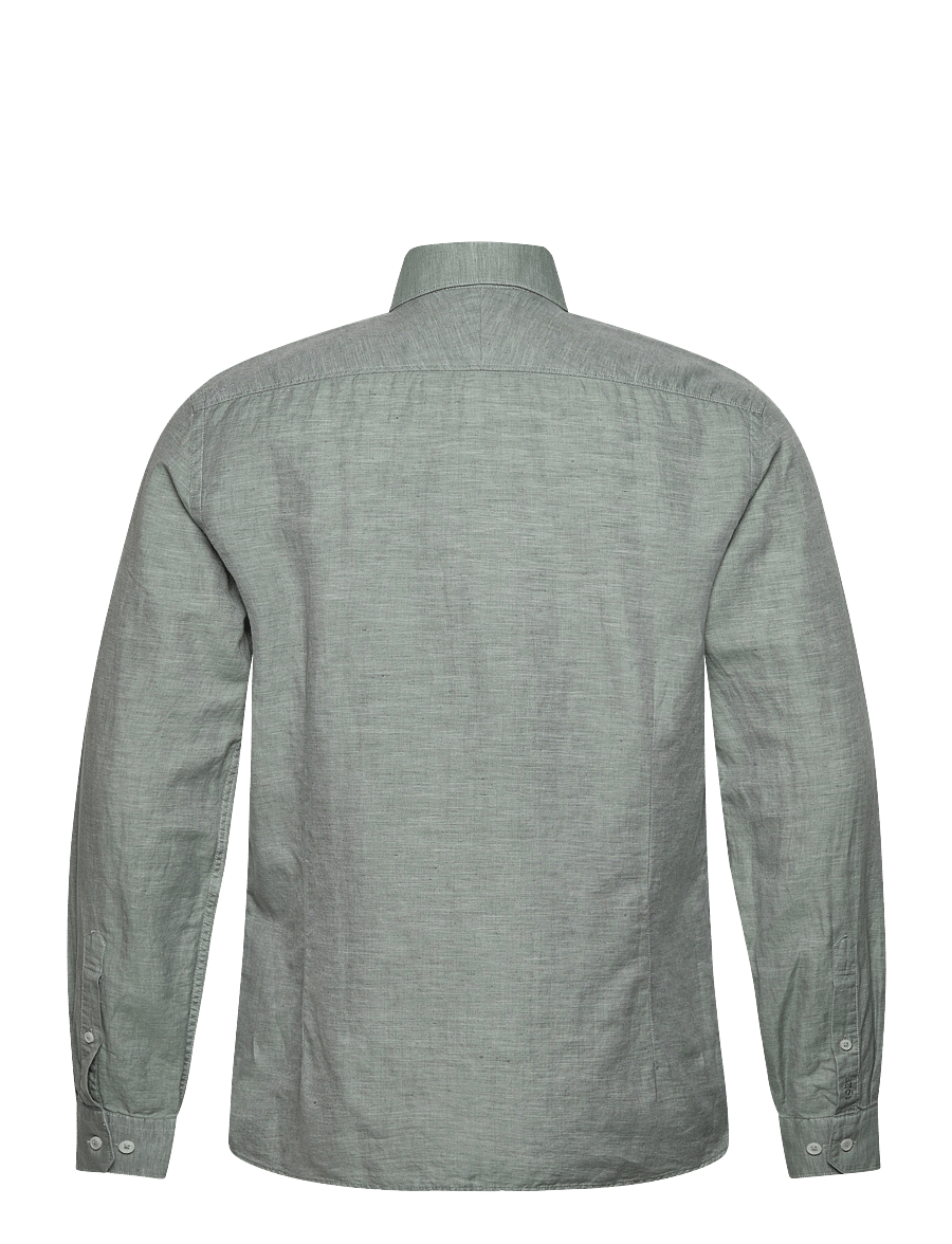 Lindbergh Black - 1927: Cotton/lin shirt WF L/S - chemises oxford - green mel - 2