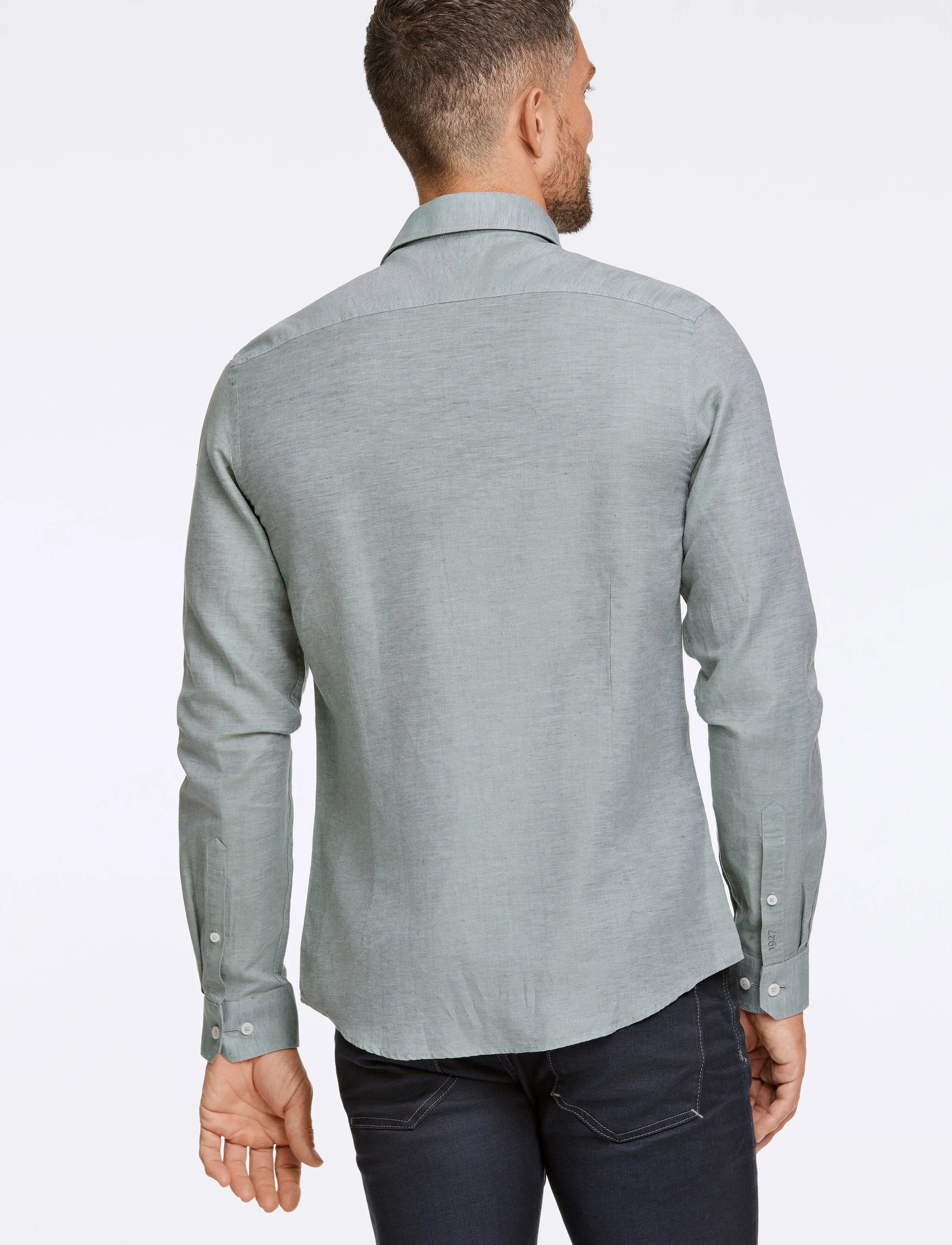 Lindbergh Black - 1927: Cotton/lin shirt WF L/S - chemises oxford - green mel - 3
