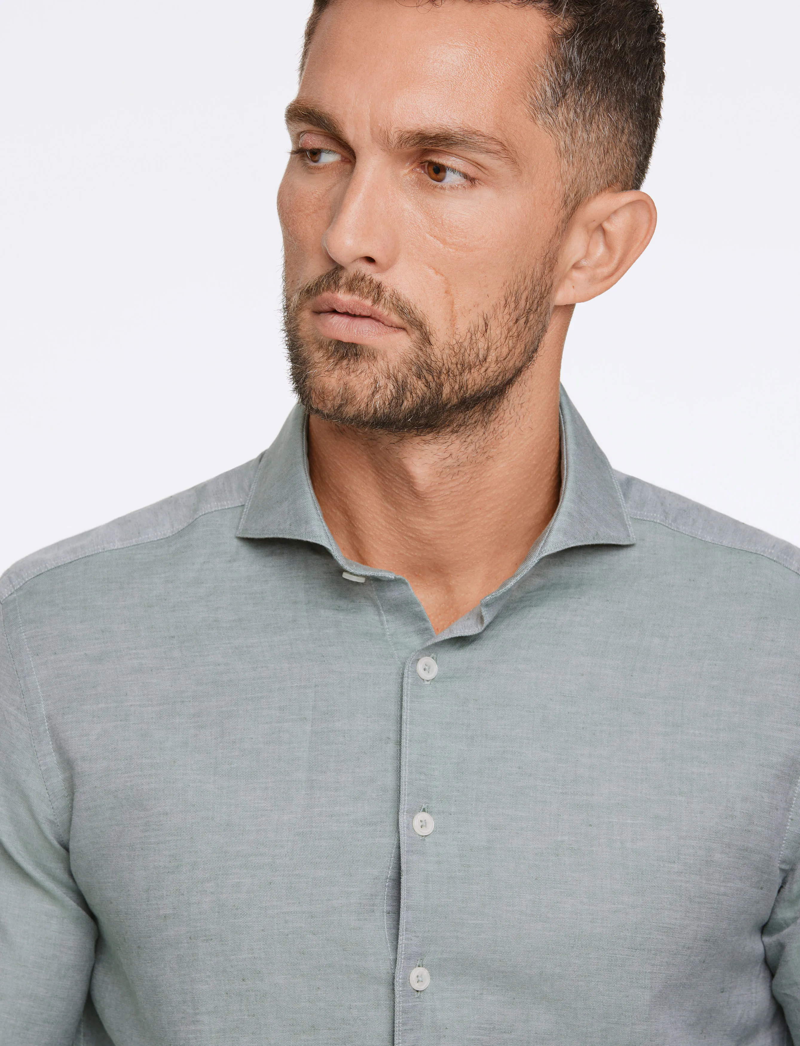 Lindbergh Black - 1927: Cotton/lin shirt WF L/S - chemises oxford - green mel - 5