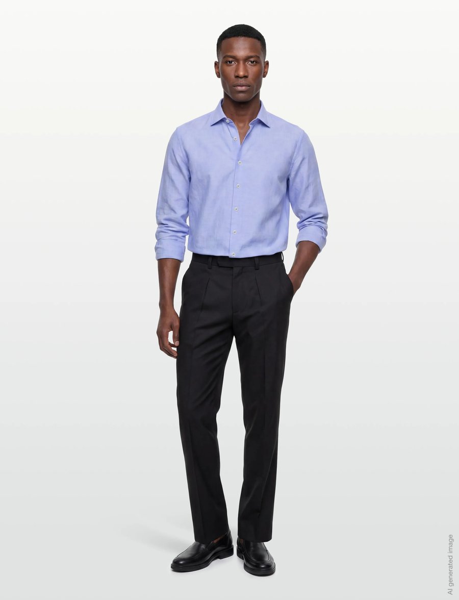 Lindbergh Black - 1927: Cotton/lin shirt WF L/S - oxford skjorter - light blue - 0