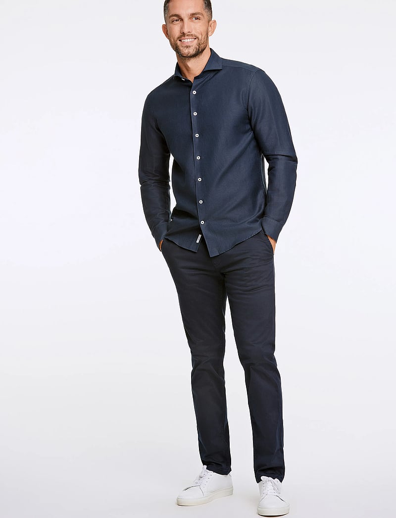 Lindbergh Black - 1927: Cotton/lin shirt WF L/S - oxfordi särgid - navy - 4
