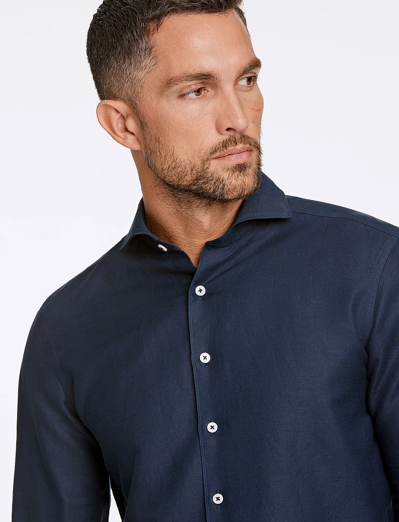Lindbergh Black - 1927: Cotton/lin shirt WF L/S - oxfordi särgid - navy - 5