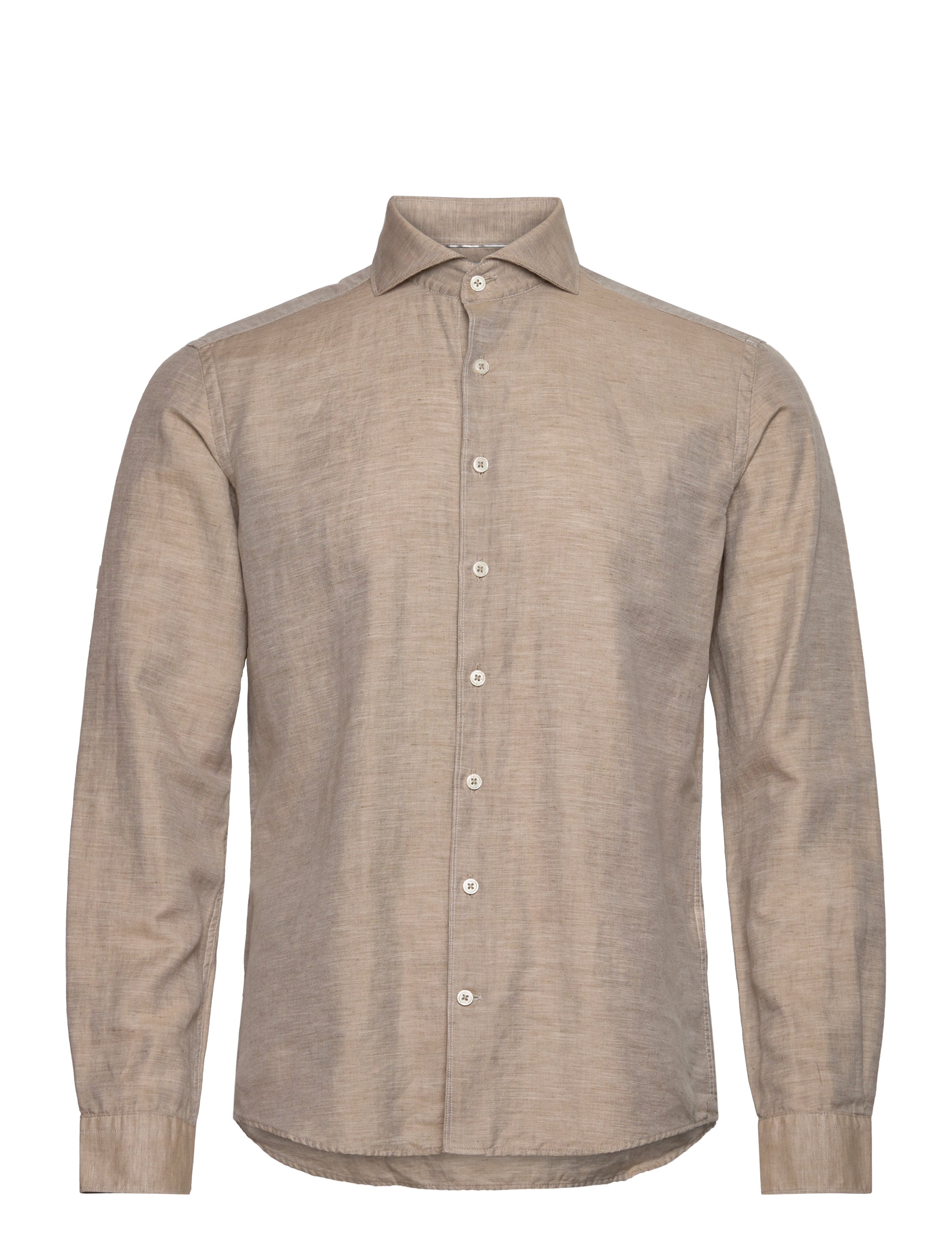 Lindbergh Black 1927: Cotton/lin shirt WF L/S - Skjorter - SAND MEL / beige