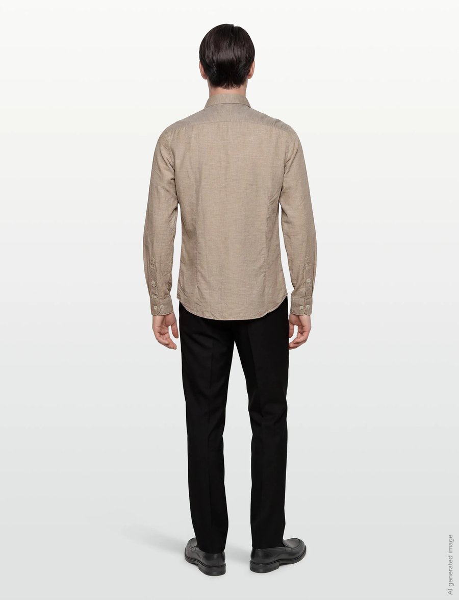 Lindbergh Black - 1927: Cotton/lin shirt WF L/S - oxford skjorter - sand mel - 4
