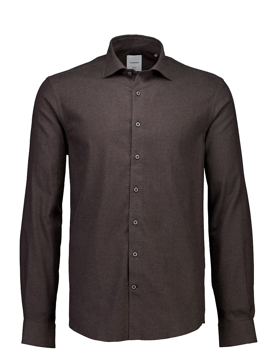 Lindbergh Black - 1927: Cashmere touch soft collar shirt WF L/S - formelle skjorter - dk brown mel - 0