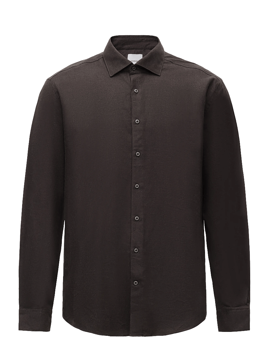 Lindbergh Black - 1927: Cashmere touch soft collar shirt WF L/S - koszule wizytowe - dk brown mel - 1