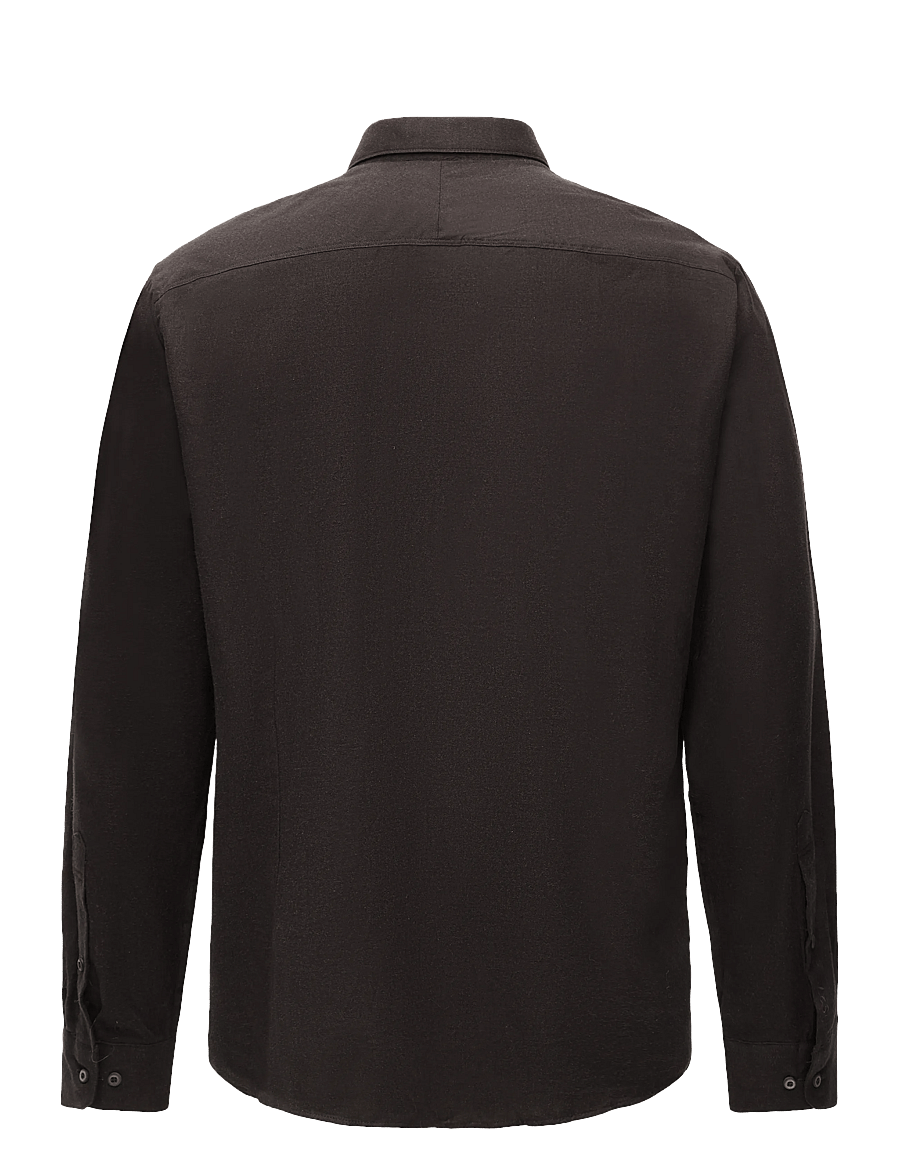 Lindbergh Black - 1927: Cashmere touch soft collar shirt WF L/S - koszule wizytowe - dk brown mel - 2