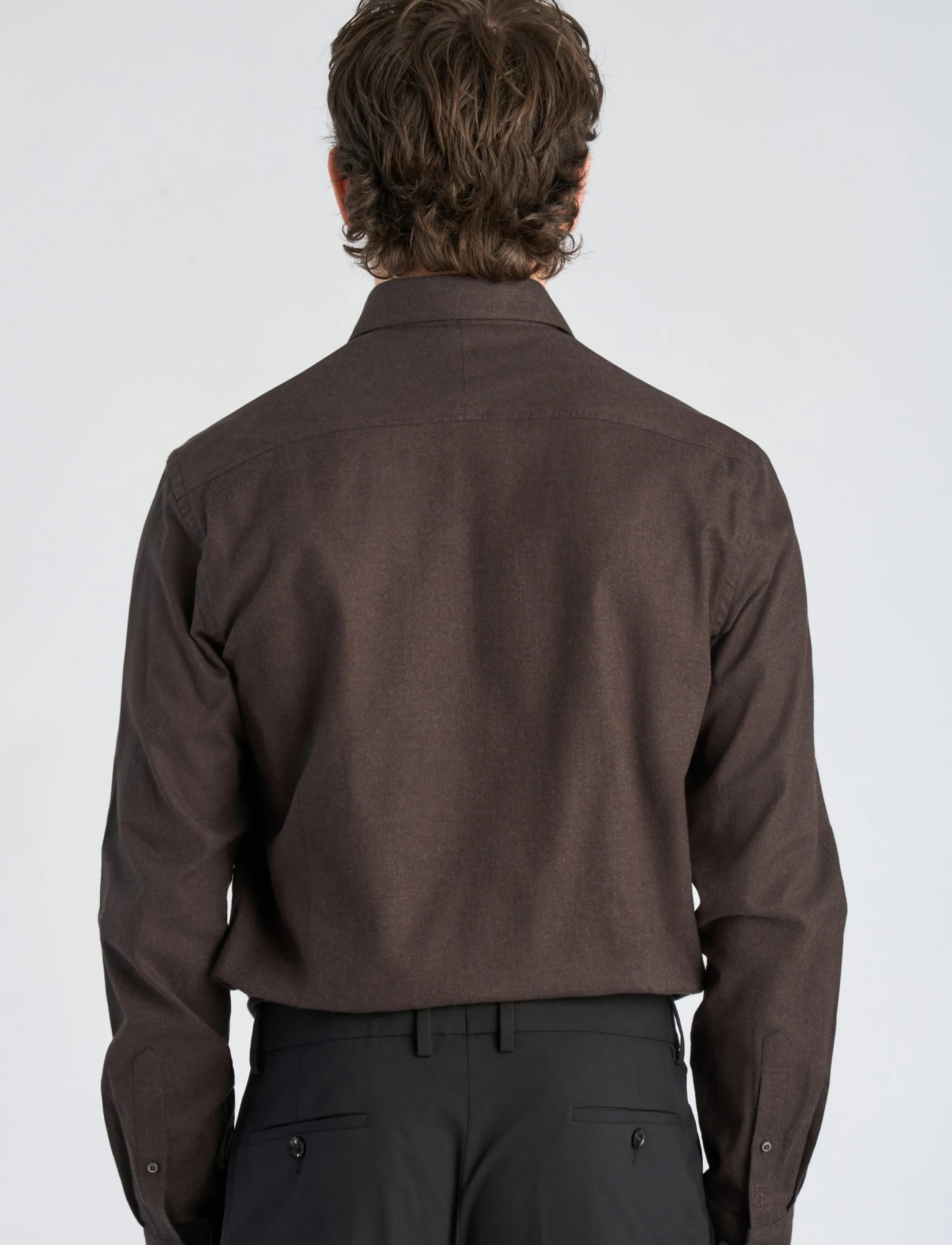 Lindbergh Black - 1927: Cashmere touch soft collar shirt WF L/S - formelle hemden - dk brown mel - 3