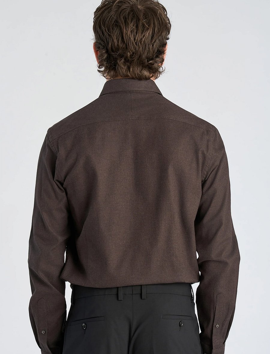 Lindbergh Black - 1927: Cashmere touch soft collar shirt WF L/S - formelle hemden - dk brown mel - 3