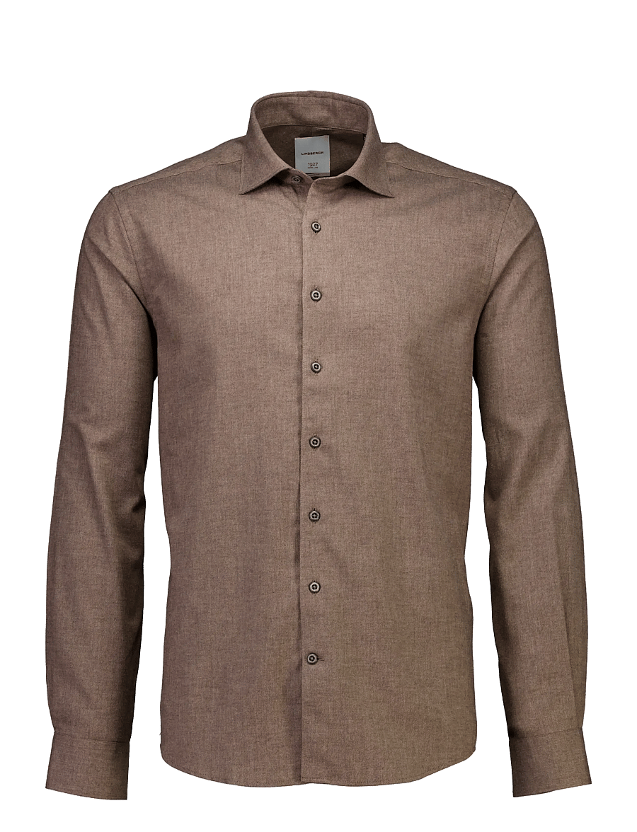 Lindbergh Black - 1927: Cashmere touch soft collar shirt WF L/S - ametlikud särgid - dk sand mel - 0