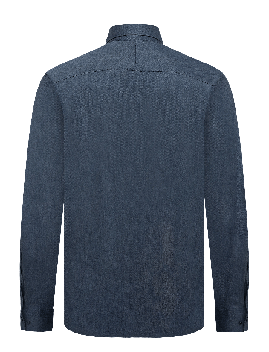 Lindbergh Black - 1927: Cashmere touch soft collar shirt WF L/S - kostymskjortor - mid blue mel - 2