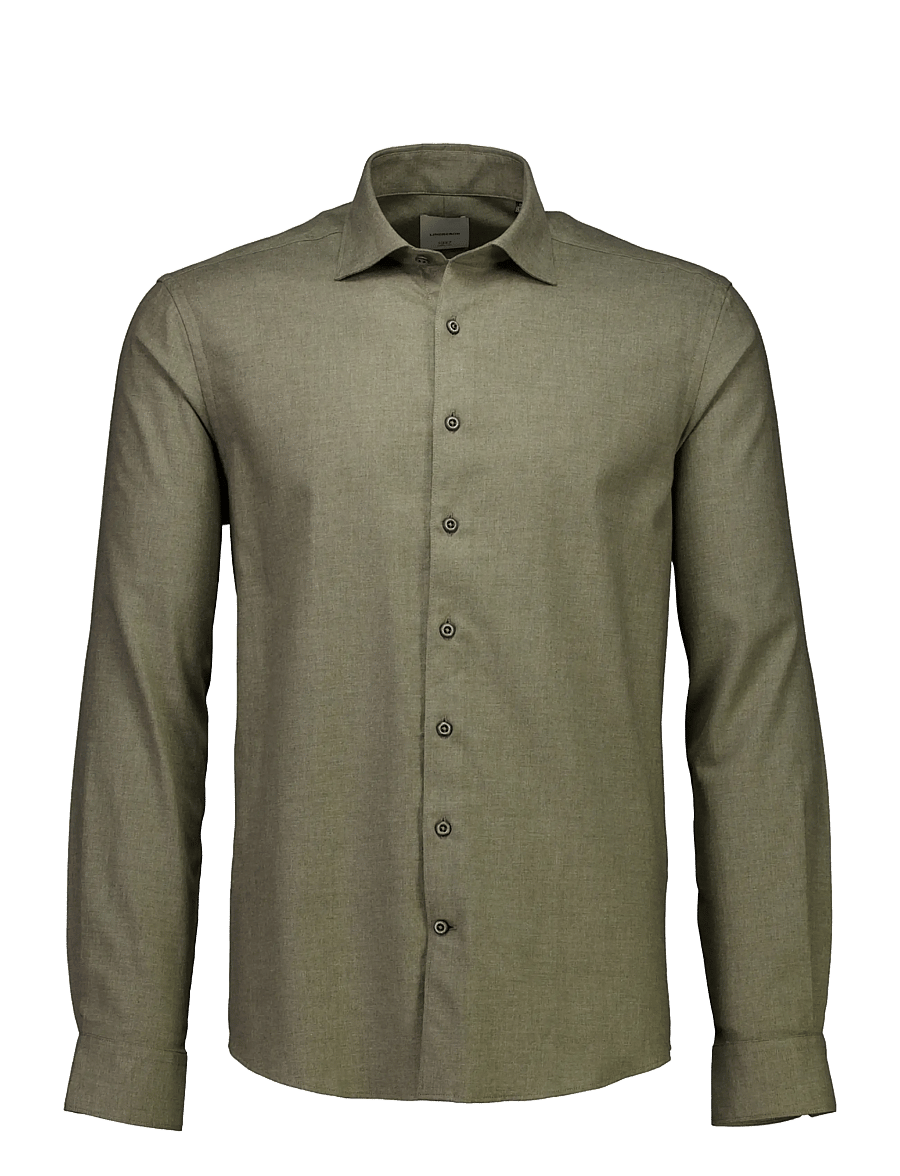 Lindbergh Black - 1927: Cashmere touch soft collar shirt WF L/S - ametlikud särgid - olive mel - 0