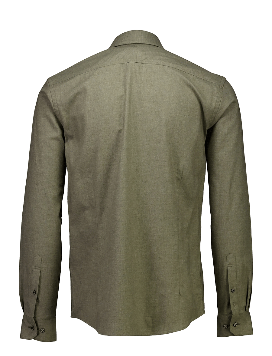 Lindbergh Black - 1927: Cashmere touch soft collar shirt WF L/S - kostymskjortor - olive mel - 2