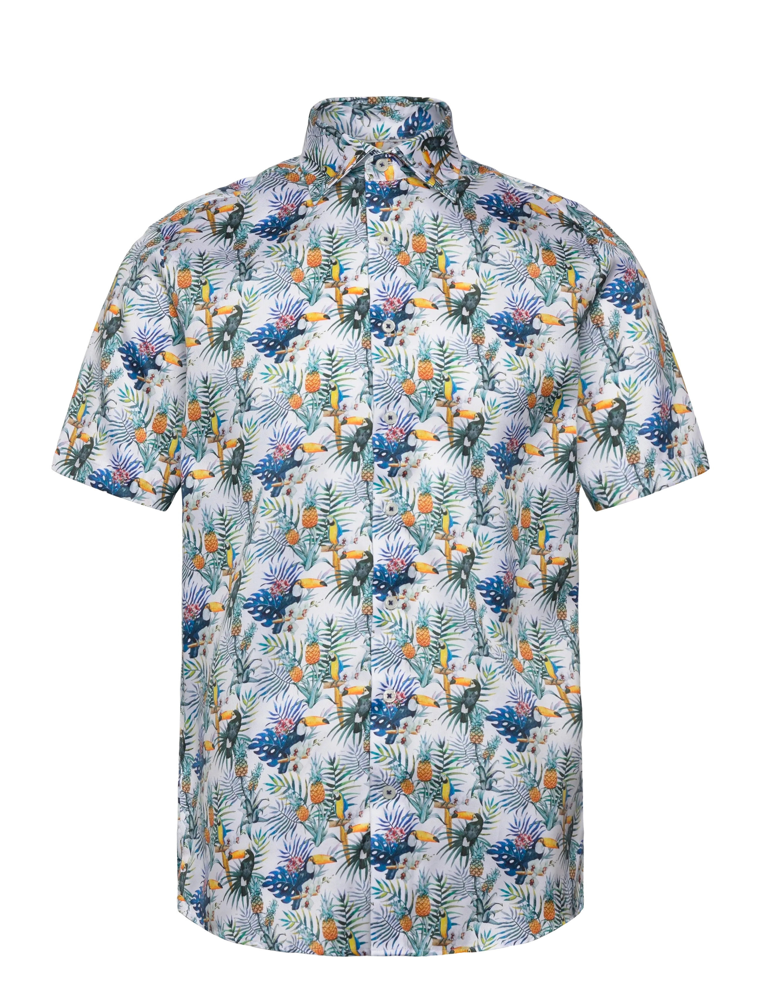 LINDBERGH Schwarz 1927: Aop Shirt Wf S/S Blau - M - Herren
