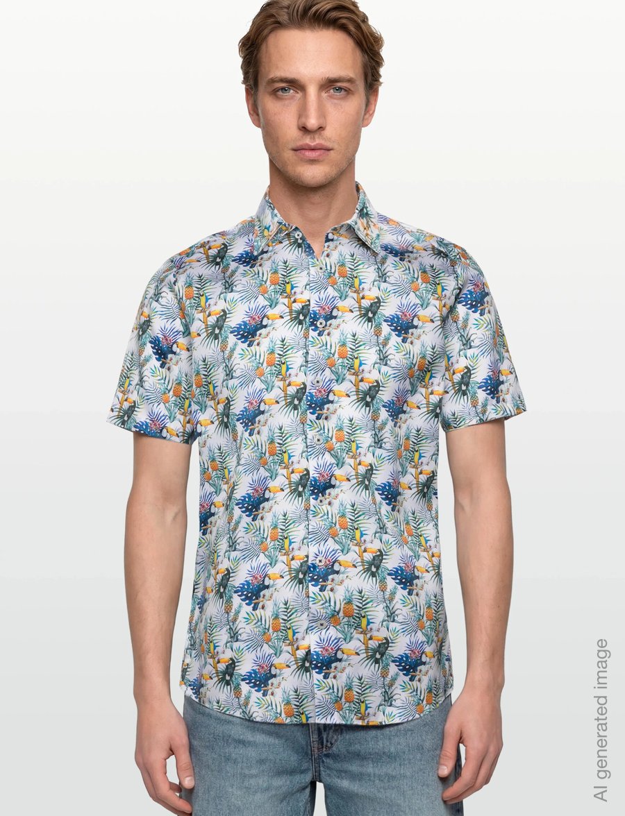 Lindbergh Black - 1927: AOP shirt WF S/S - gemusterte hemden - white - 3