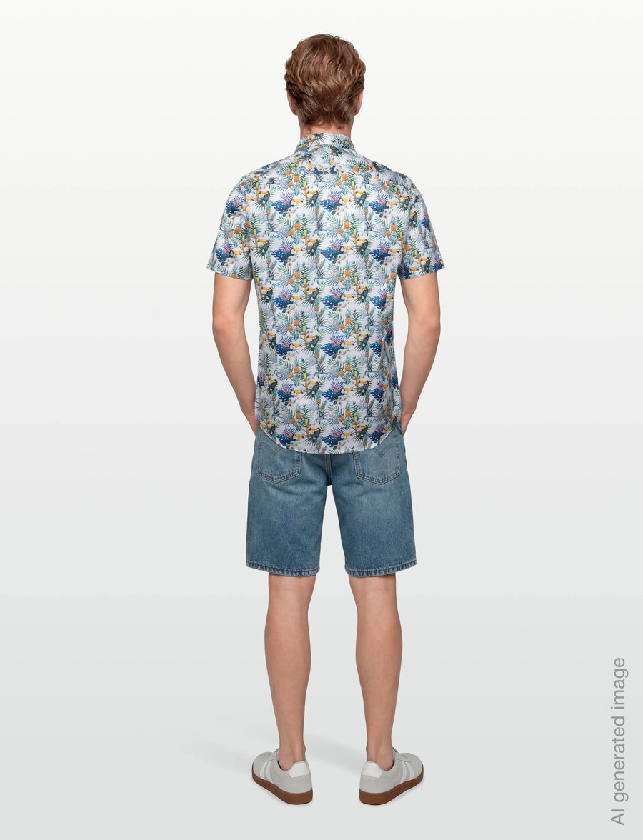 Lindbergh Black - 1927: AOP shirt WF S/S - gemusterte hemden - white - 4