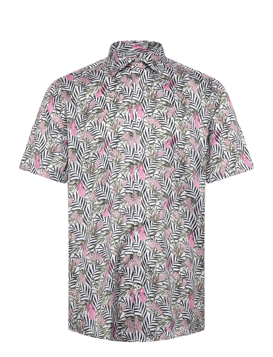 Lindbergh Black - 1927: AOP shirt WF S/S - mønstrede skjorter - white - 1