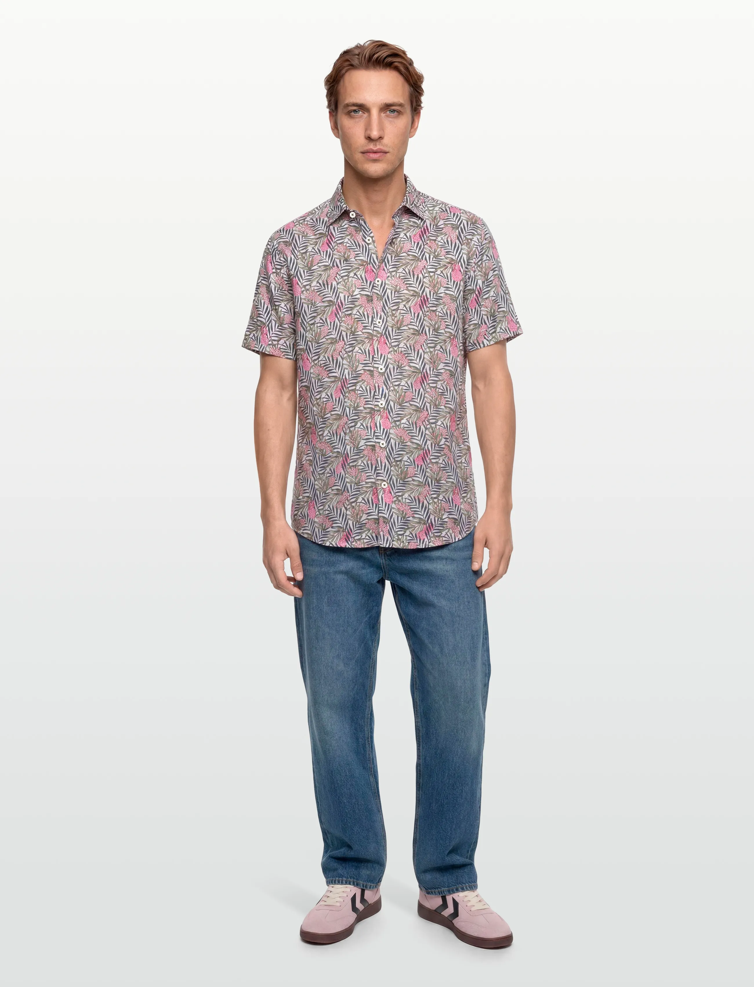 Lindbergh Black 1927: Aop Shirt Wf S/S, XL, Shirts, Mehrfarbig/gemustert - Short-sleeved Männerswear