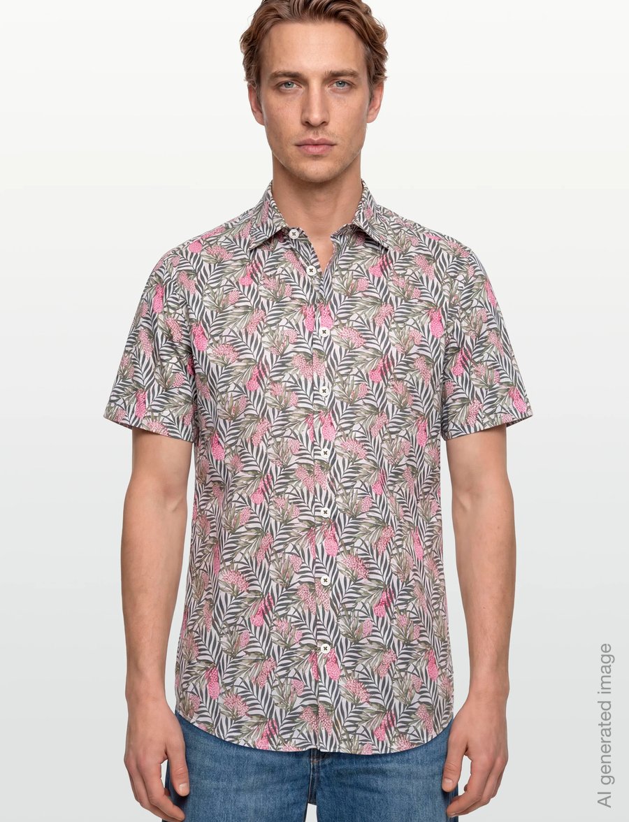Lindbergh Black - 1927: AOP shirt WF S/S - mønstrede skjorter - white - 3