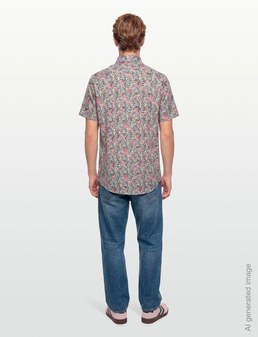 Lindbergh Black - 1927: AOP shirt WF S/S - mønstrede skjorter - white - 4