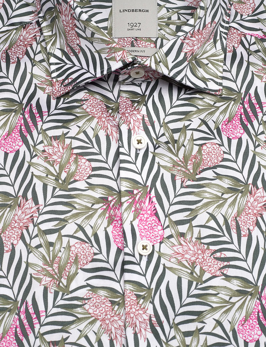 Lindbergh Black - 1927: AOP shirt WF S/S - mønstrede skjorter - white - 5