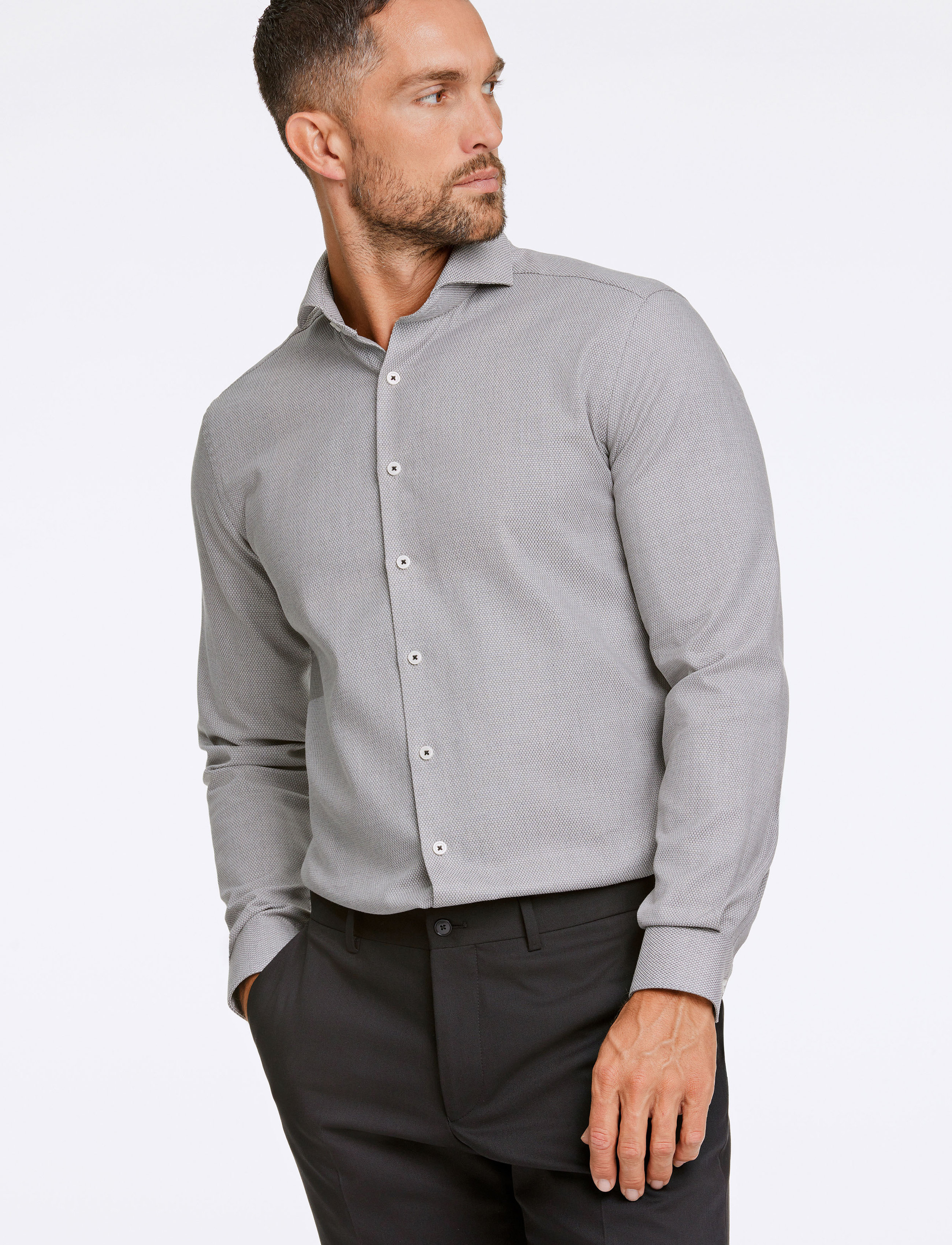 Lindbergh Black 1927: Shirt L/S - Särgid - GREY / grey