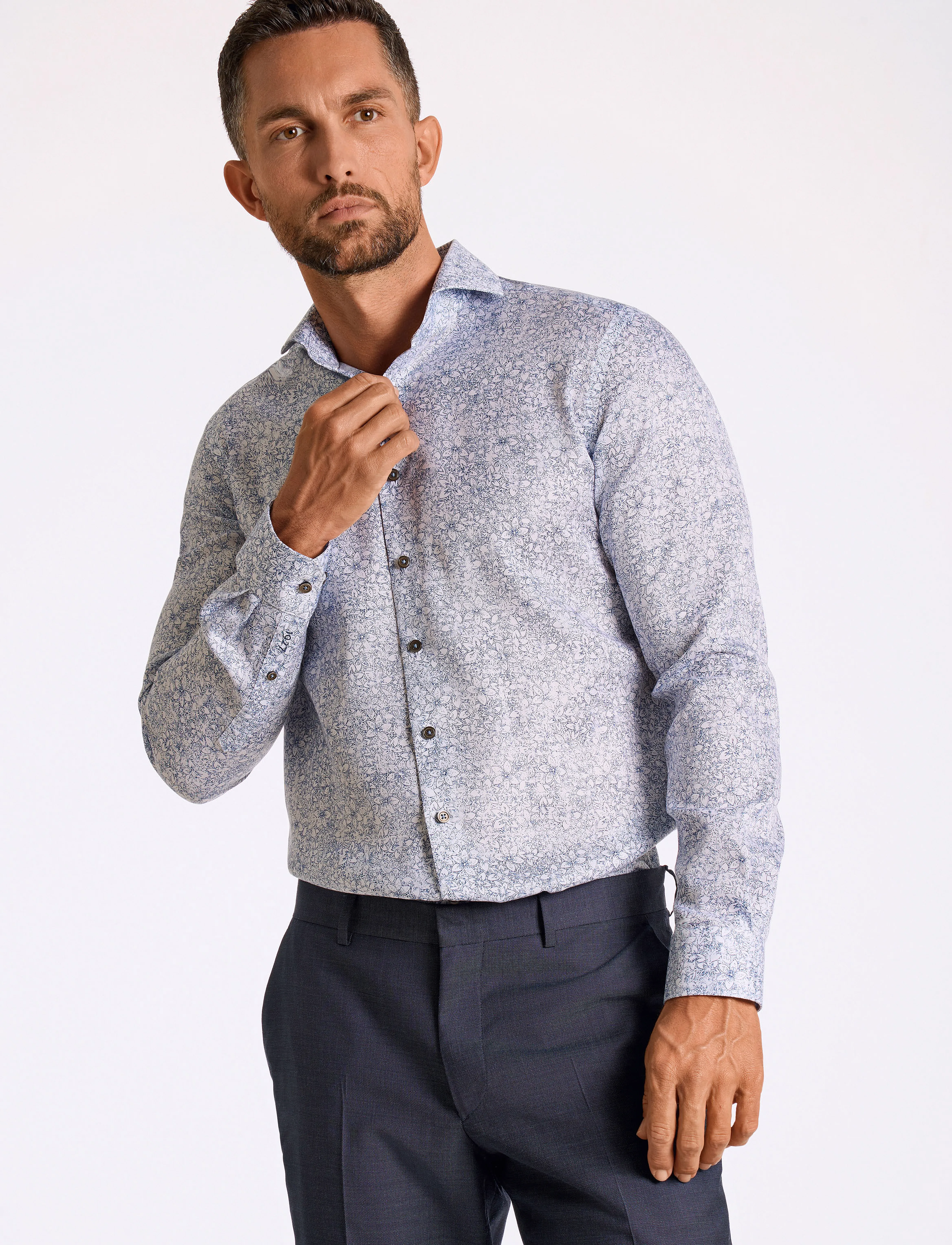 Lindbergh Black - 1927: AOP shirt WF L/S - blue - 0