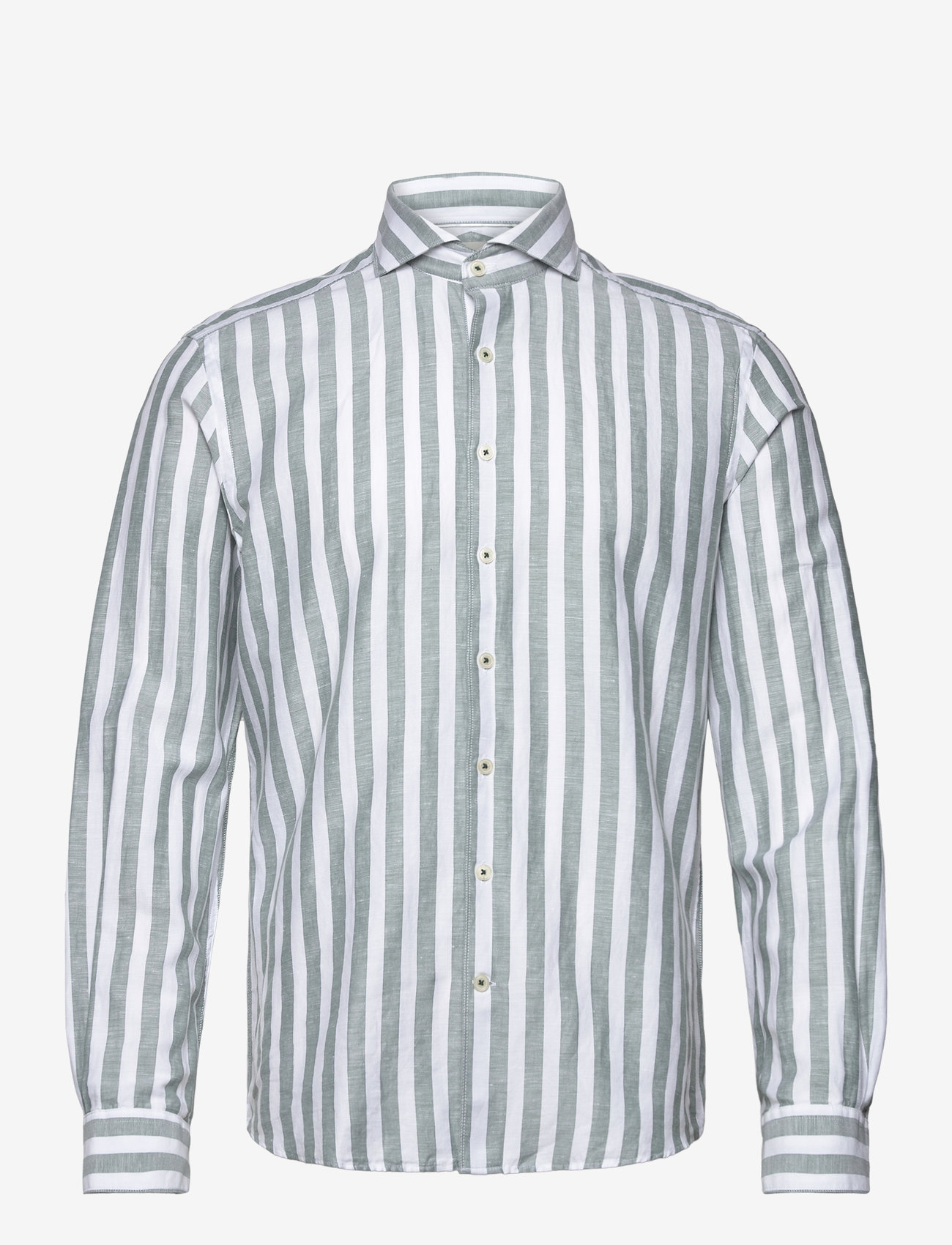 Lindbergh Black - 1927: Cotton linen soft collar str - triibulised särgid - lt green - 1