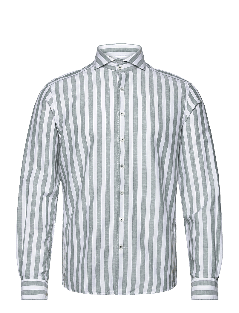 Lindbergh Black - 1927: Cotton linen soft collar str - triibulised särgid - lt green - 1