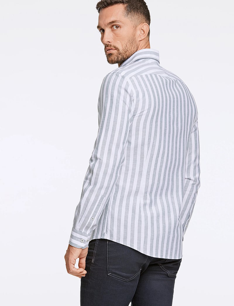 Lindbergh Black - 1927: Cotton linen soft collar str - triibulised särgid - lt green - 3